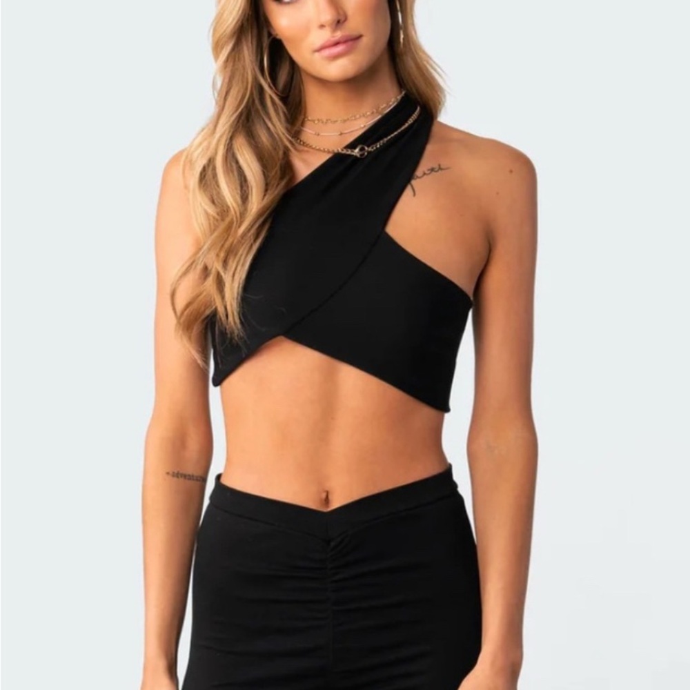 edikted gina one shoulder black top